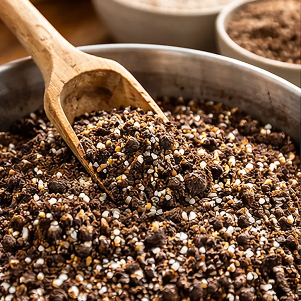 Podłoże do siewu – mieszanka ziemi z perlitem i kokosem w misce