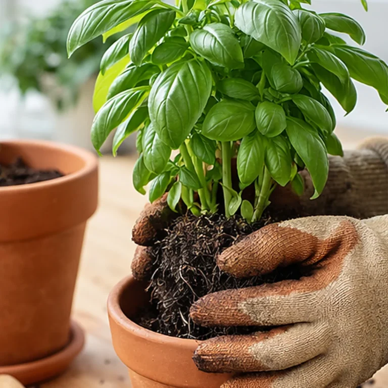 Jak uprawiać bazylię w domu – przesadzanie bazylii do większej doniczki z świeżą ziemią