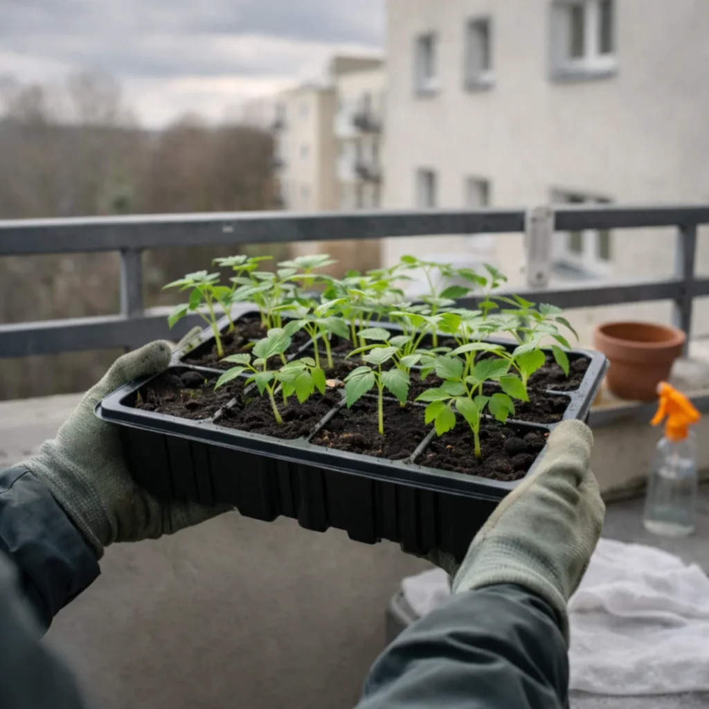 Hartowanie rozsady pomidora i papryki na balkonie – co siać w lutym i marcu